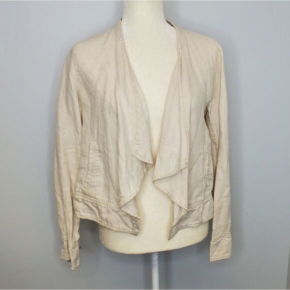 Lou & Grey Jackets & Blazers - LOU & GREY jacket open front ivory cream‎ linen waterfall XS